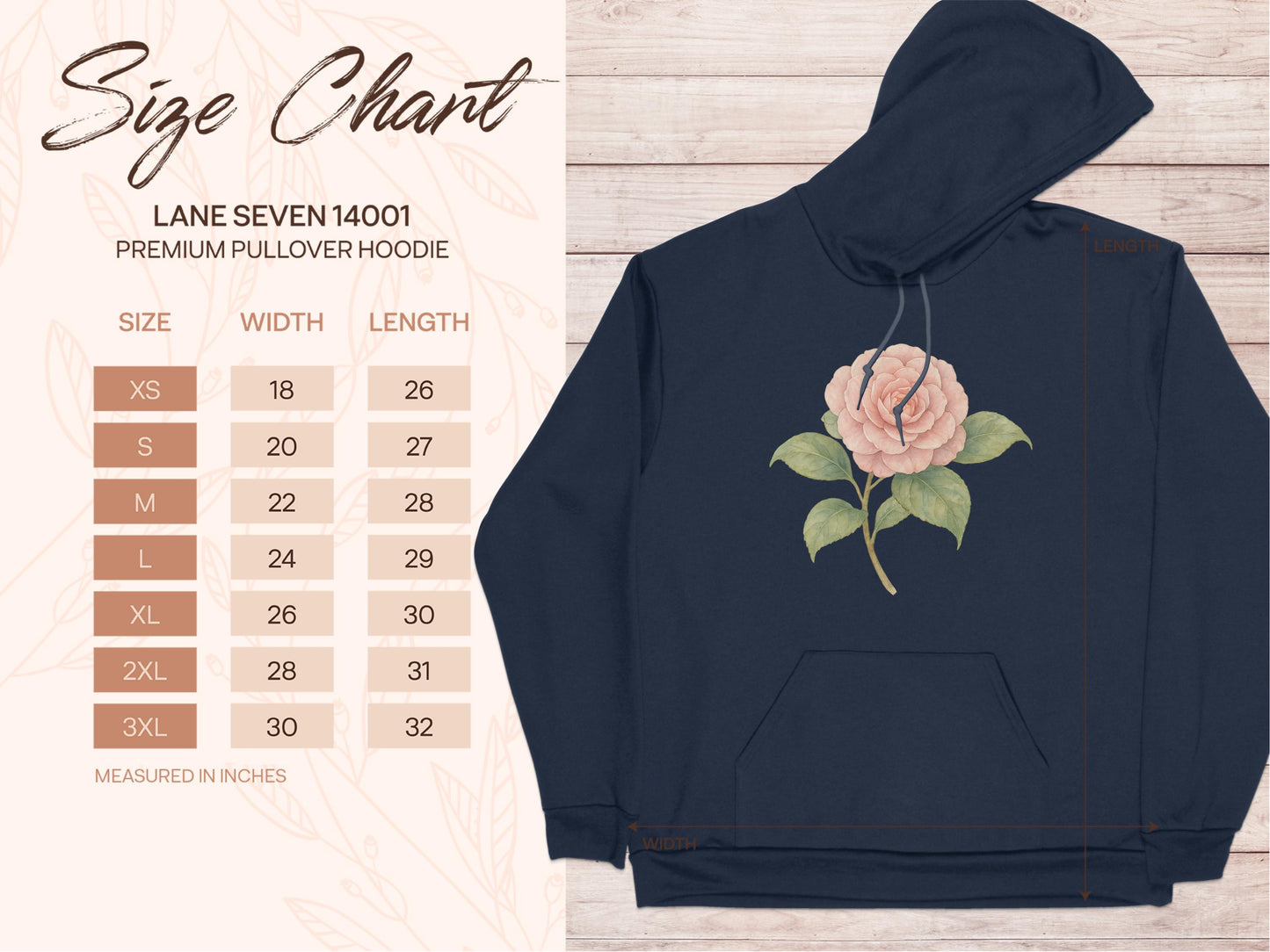 Elegant Floral Design Premium Pullover Hoodie product type