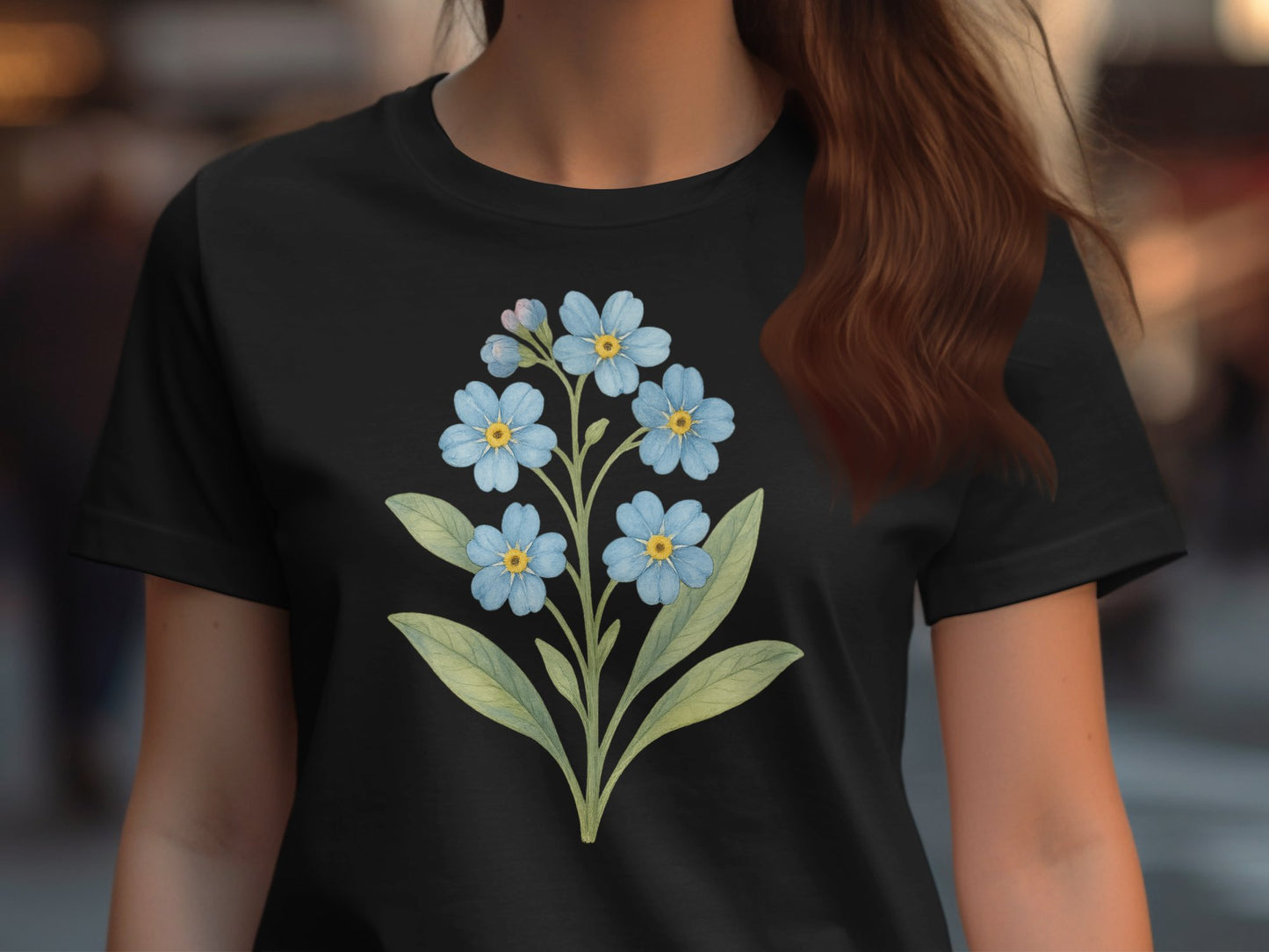 Beautiful Floral Design Black Graphic T-shirt product