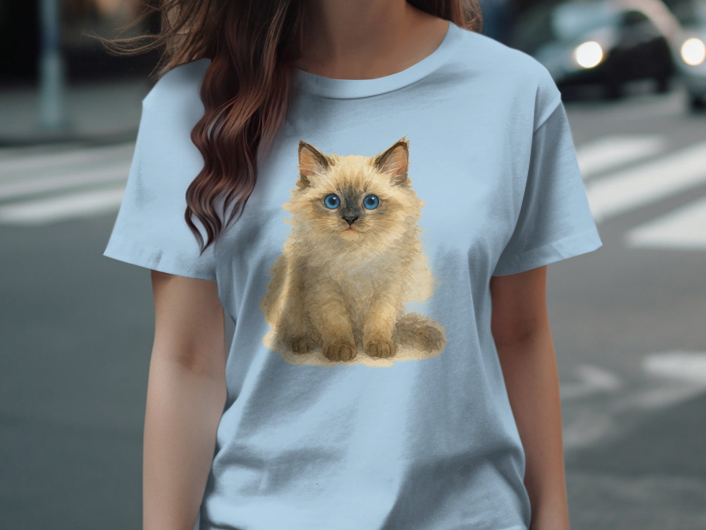 Adorable Blue-Eyed Kitten Printed T-Shirt product type