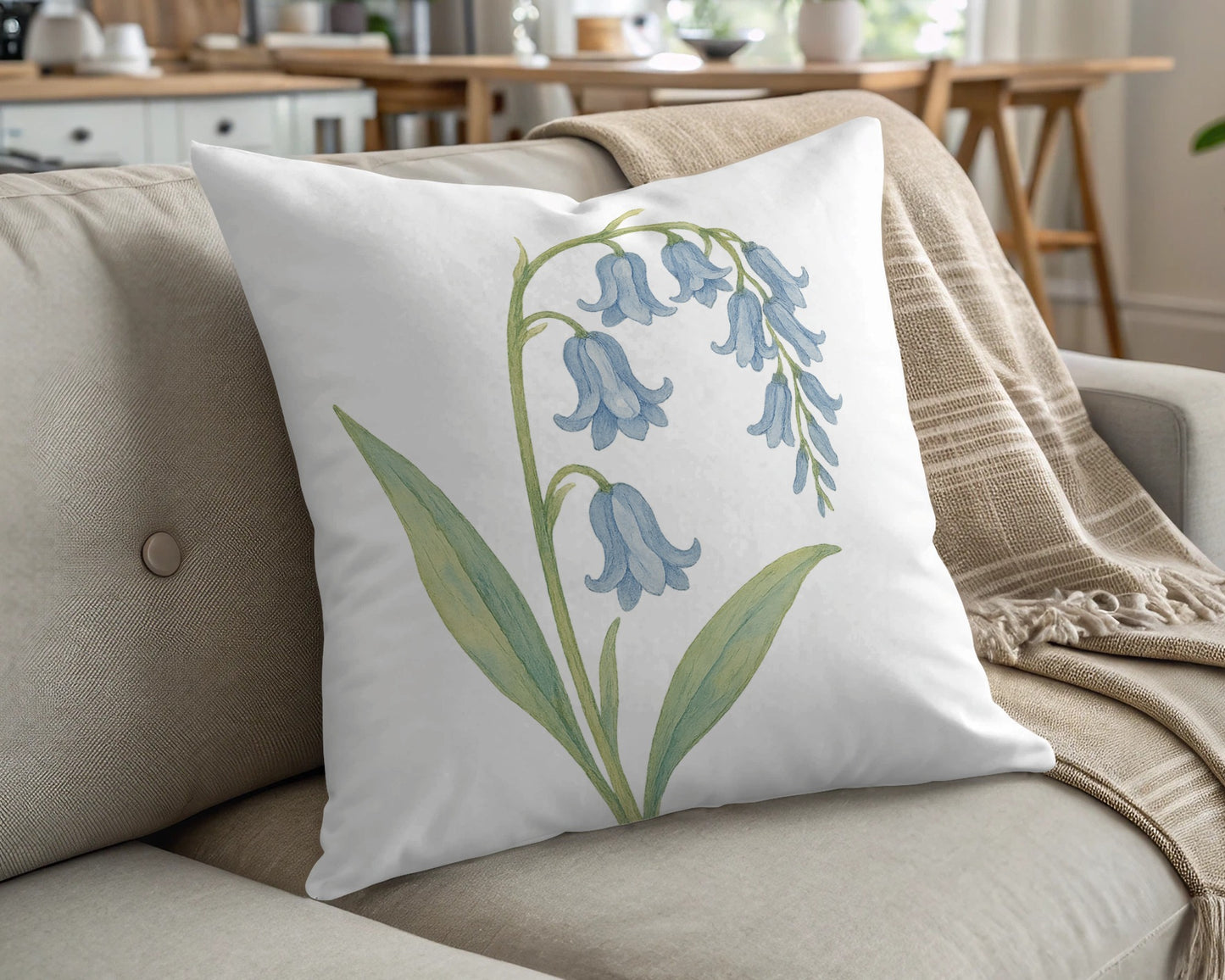 Beautiful Bluebell Floral Print Throw Pillow product