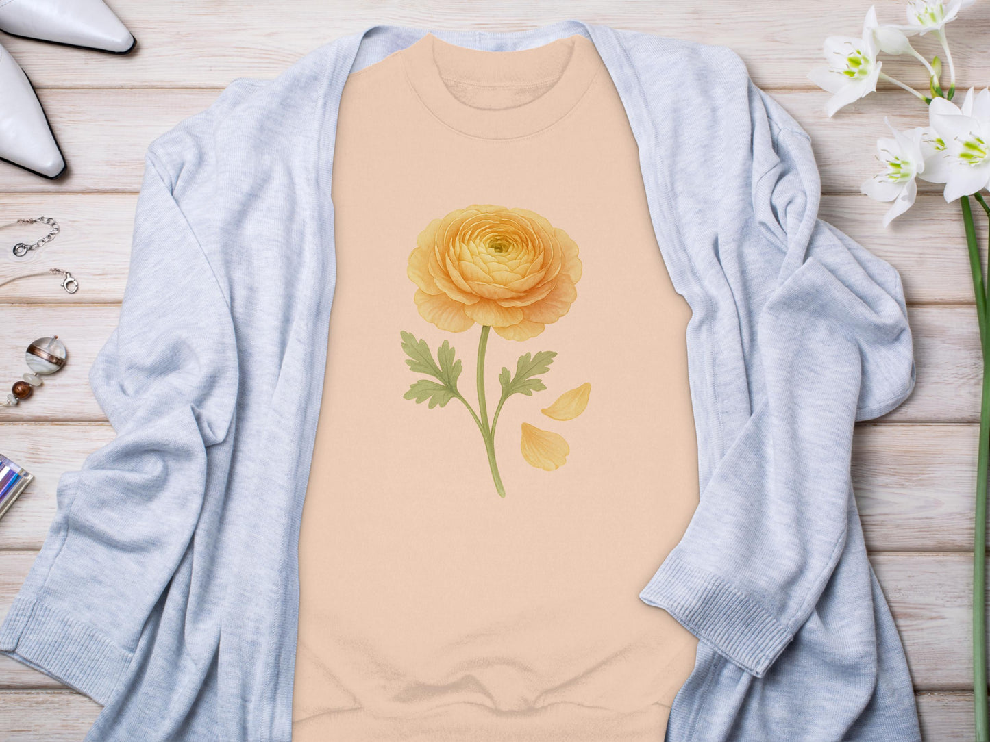 Beautiful Yellow Ranunculus Flower Print Shirt product
