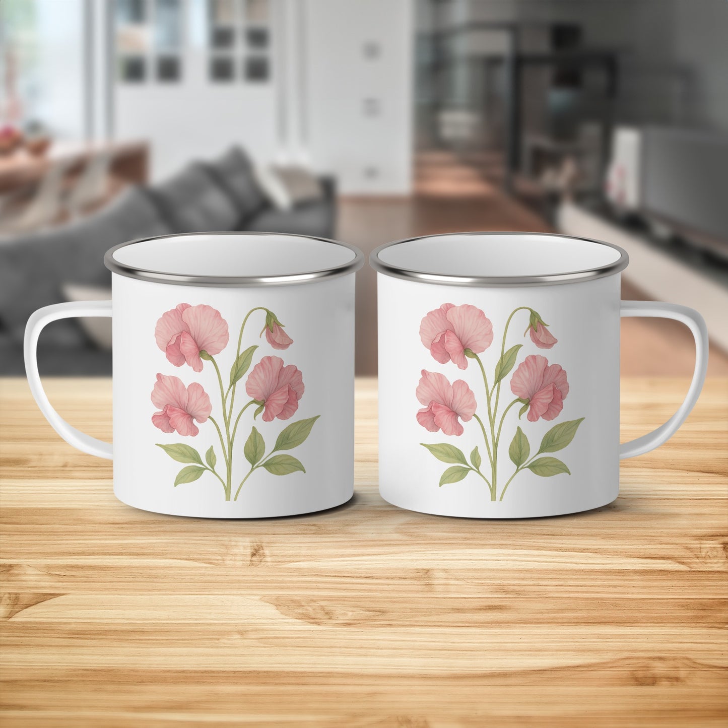Pink Floral Design on White Mug Product Type