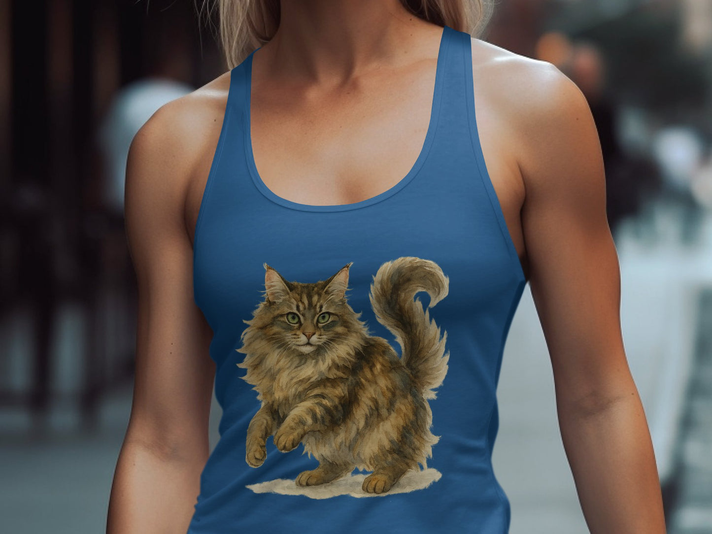 Adorable Fluffy Cat Design Women's Tank Top product