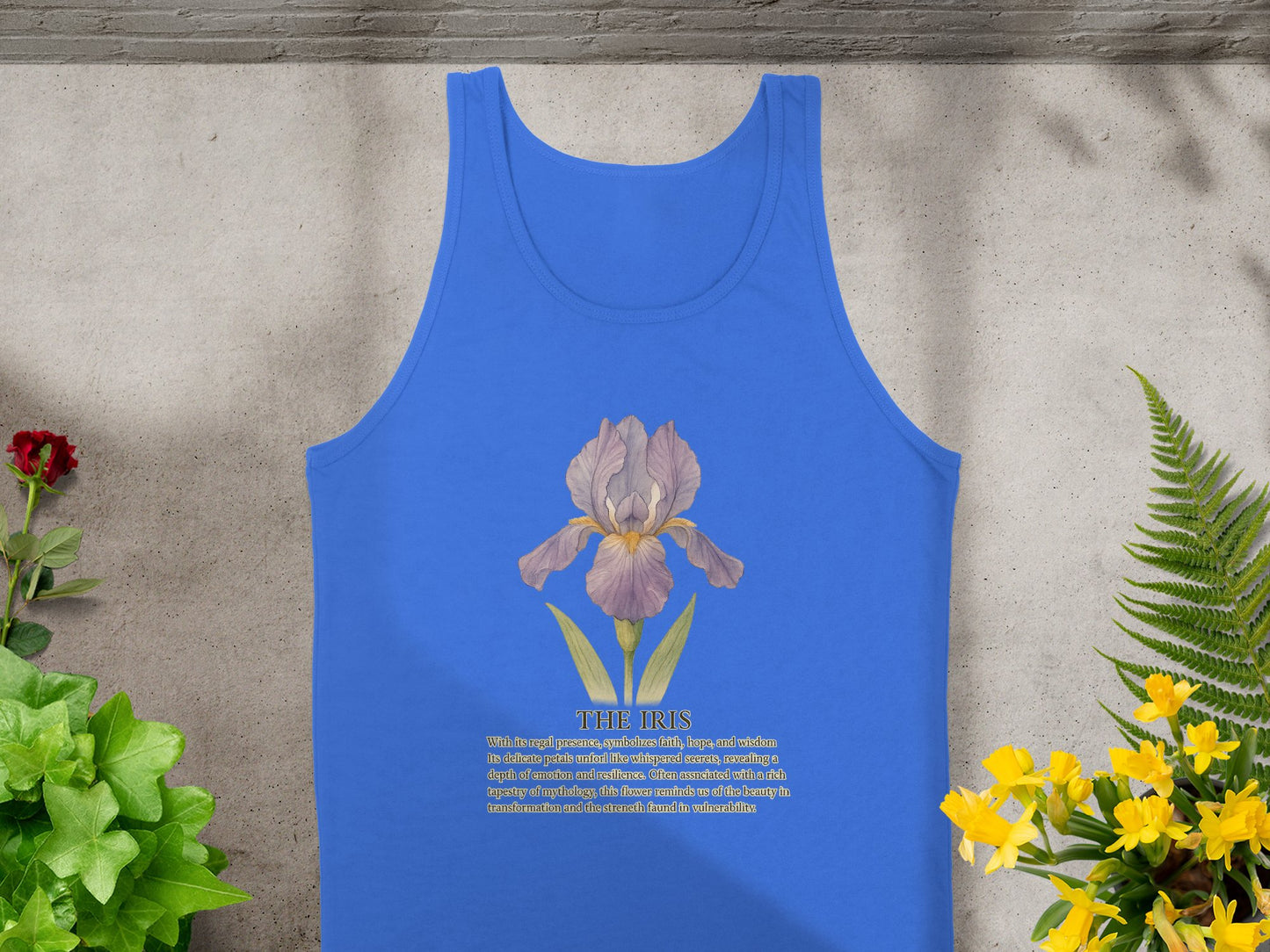 Stylish Iris Design Blue Tank Top Product type