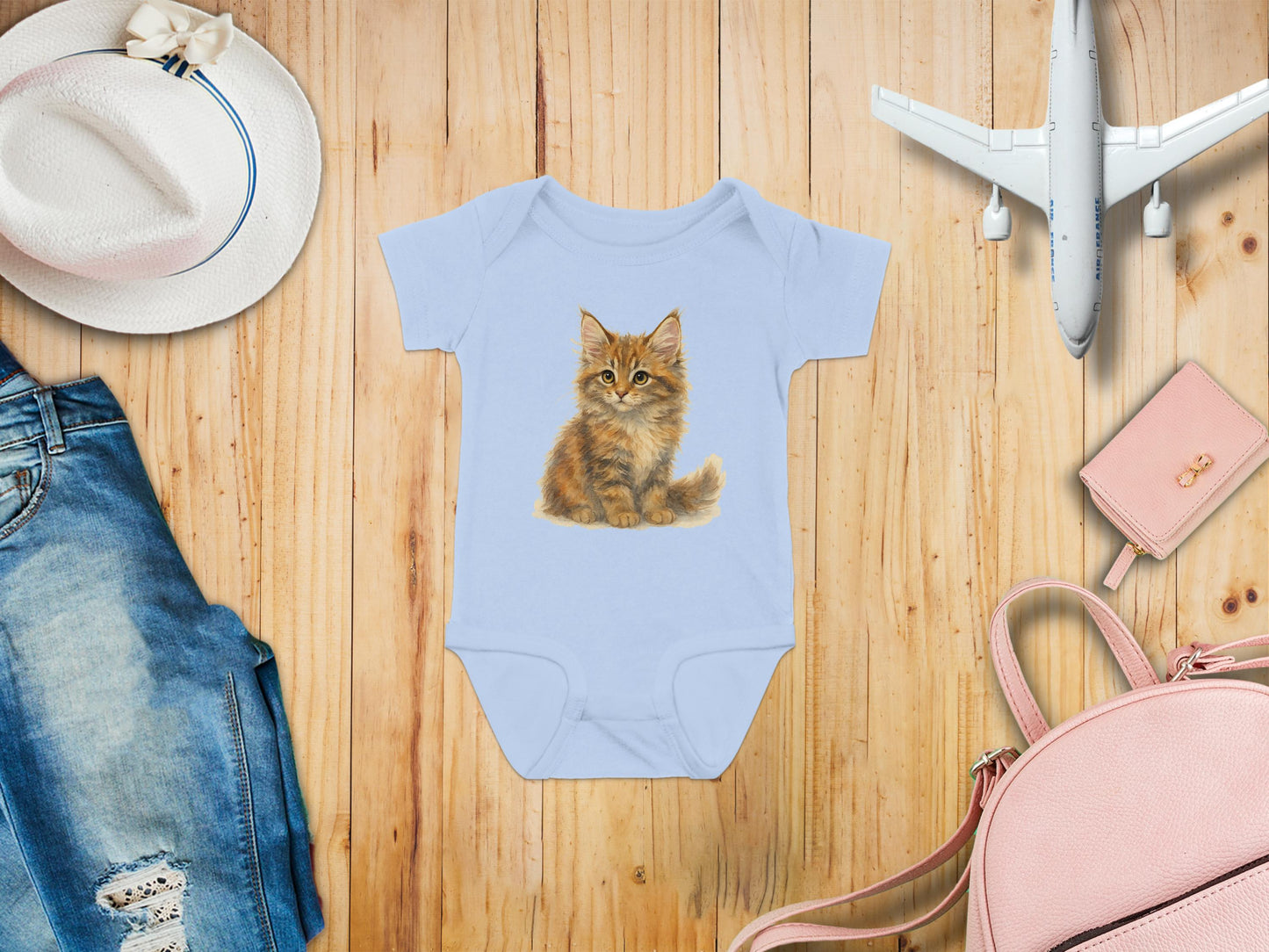 Adorable Kitten Print Baby Onesie Cute Babywear product