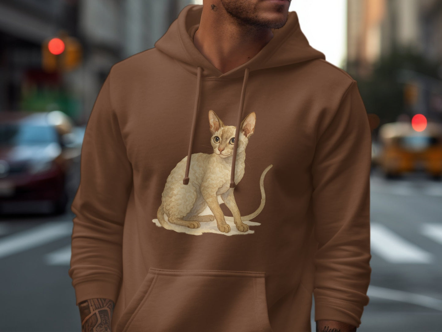 Artistic Sphynx Cat Design Brown Hoodie product