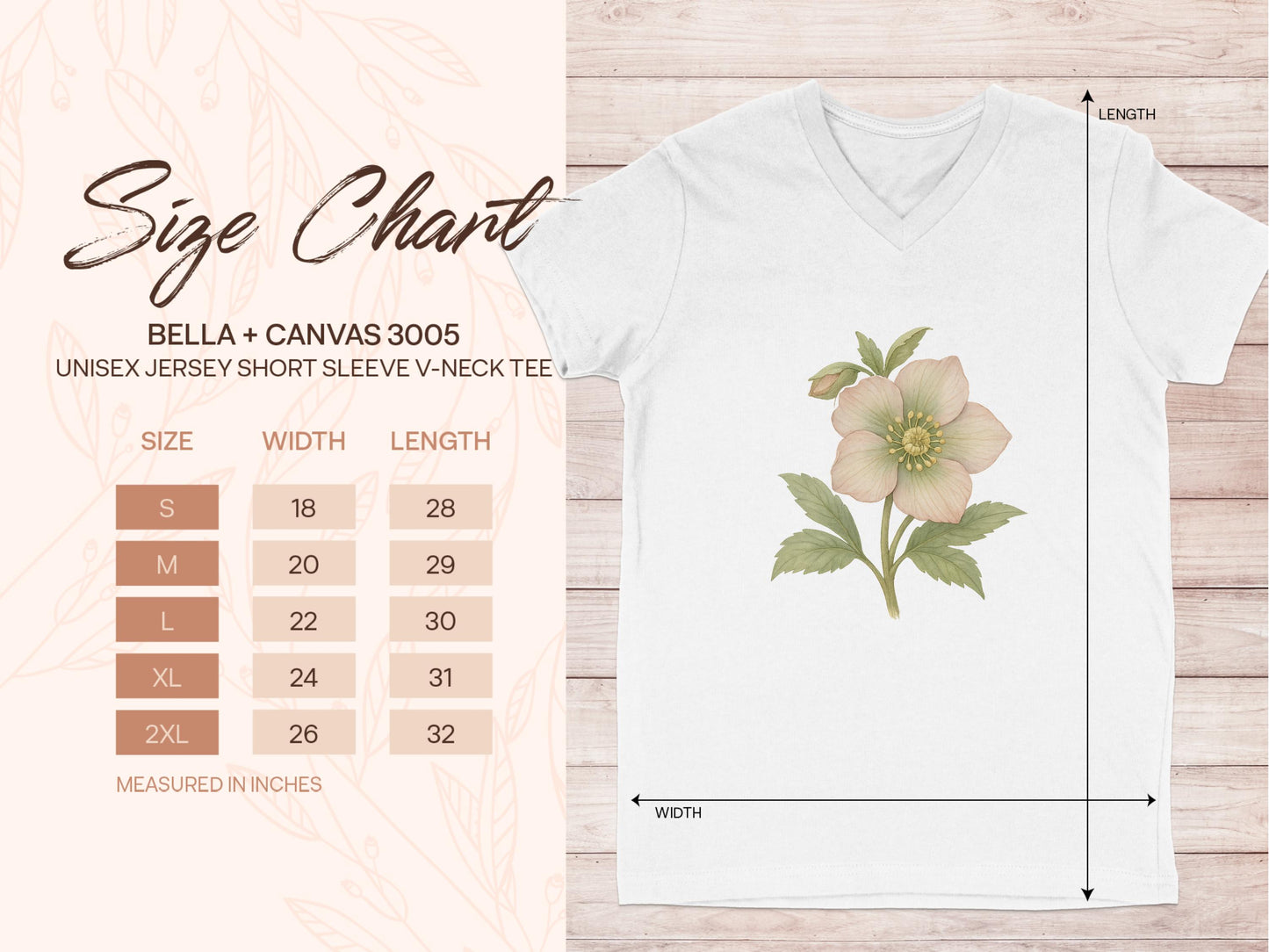Floral Design Unisex V-Neck Tee Shirt Clothing product