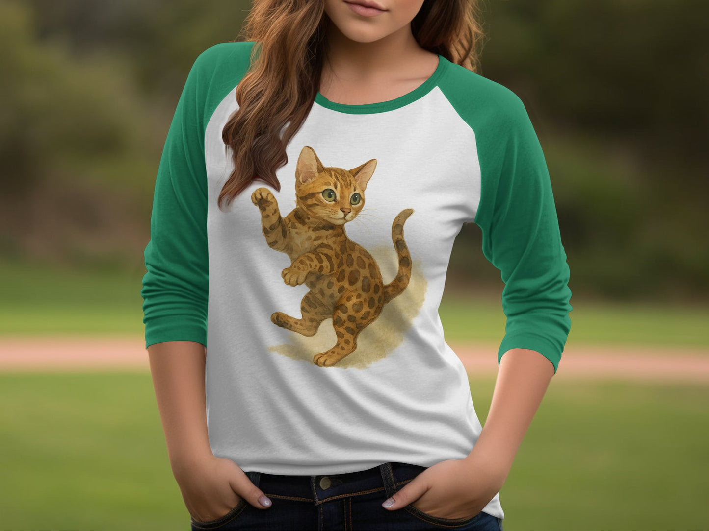 Cute Playful Kitten Graphic Raglan Baseball Shirt product