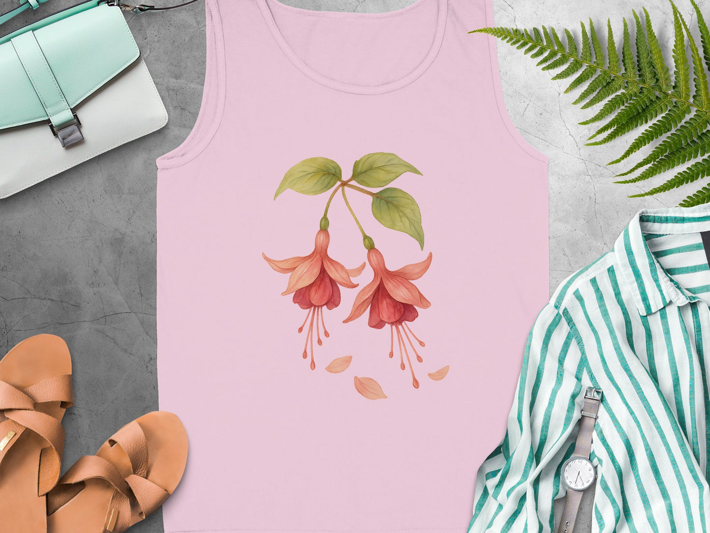 Beautiful Floral Design on Pink Background Tank product