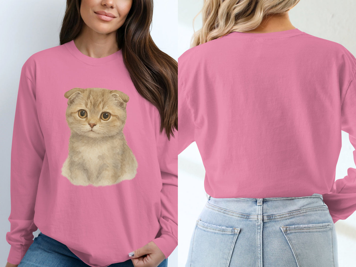 Cute Kitten Graphic Long Sleeve Shirt product