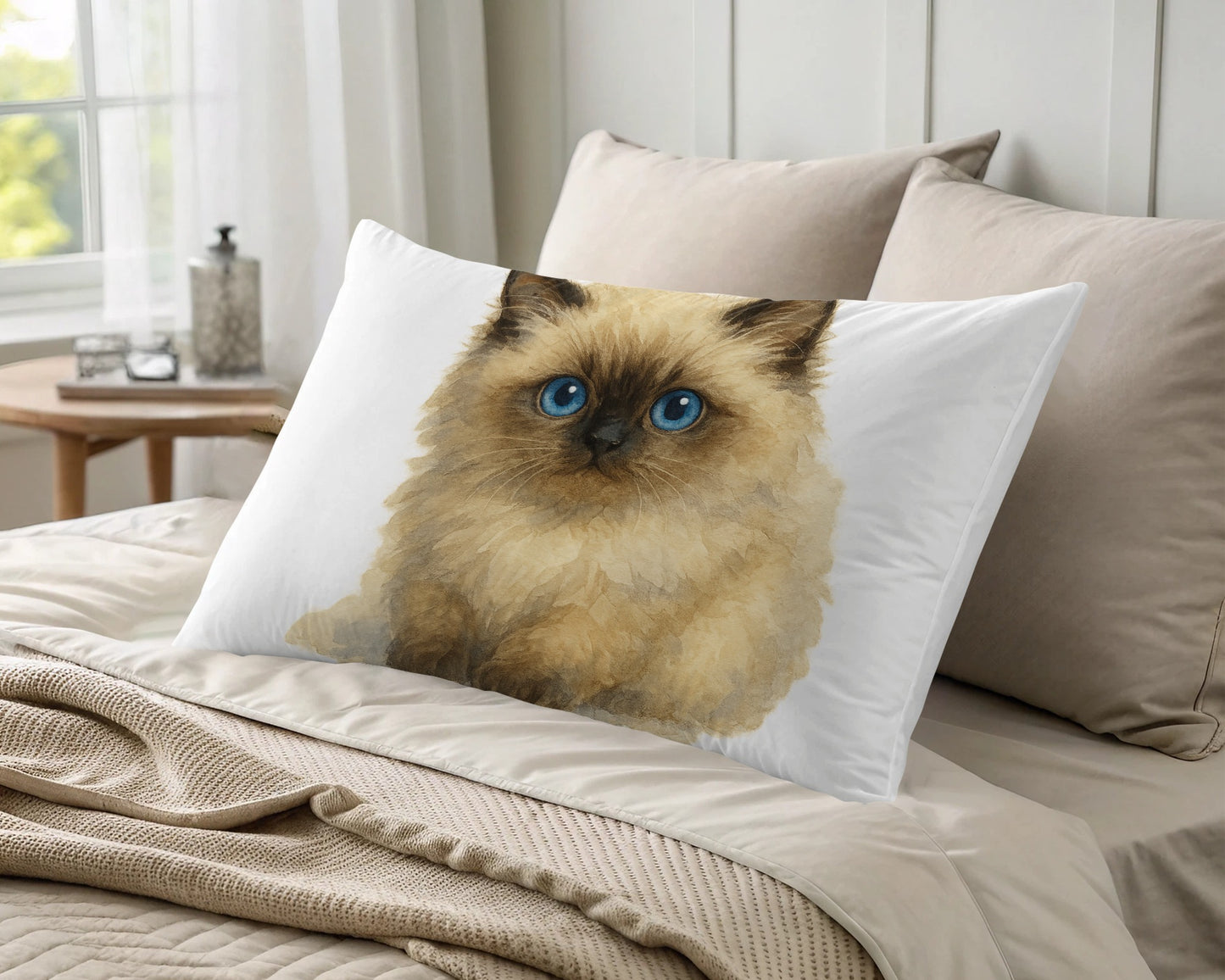 Cute Blue-Eyed Cat Decor Pillow for Home product