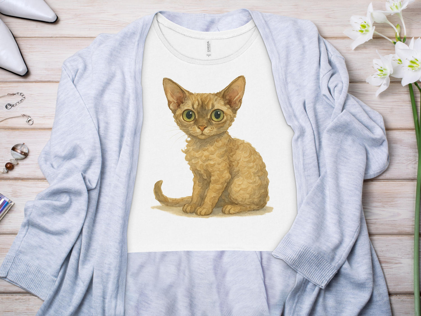 Adorable Kitten Illustration Print on Fashionable Shirt product