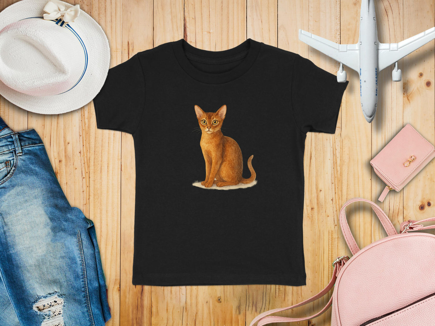 Casual Cat Printed Black T-Shirt Fashionable product