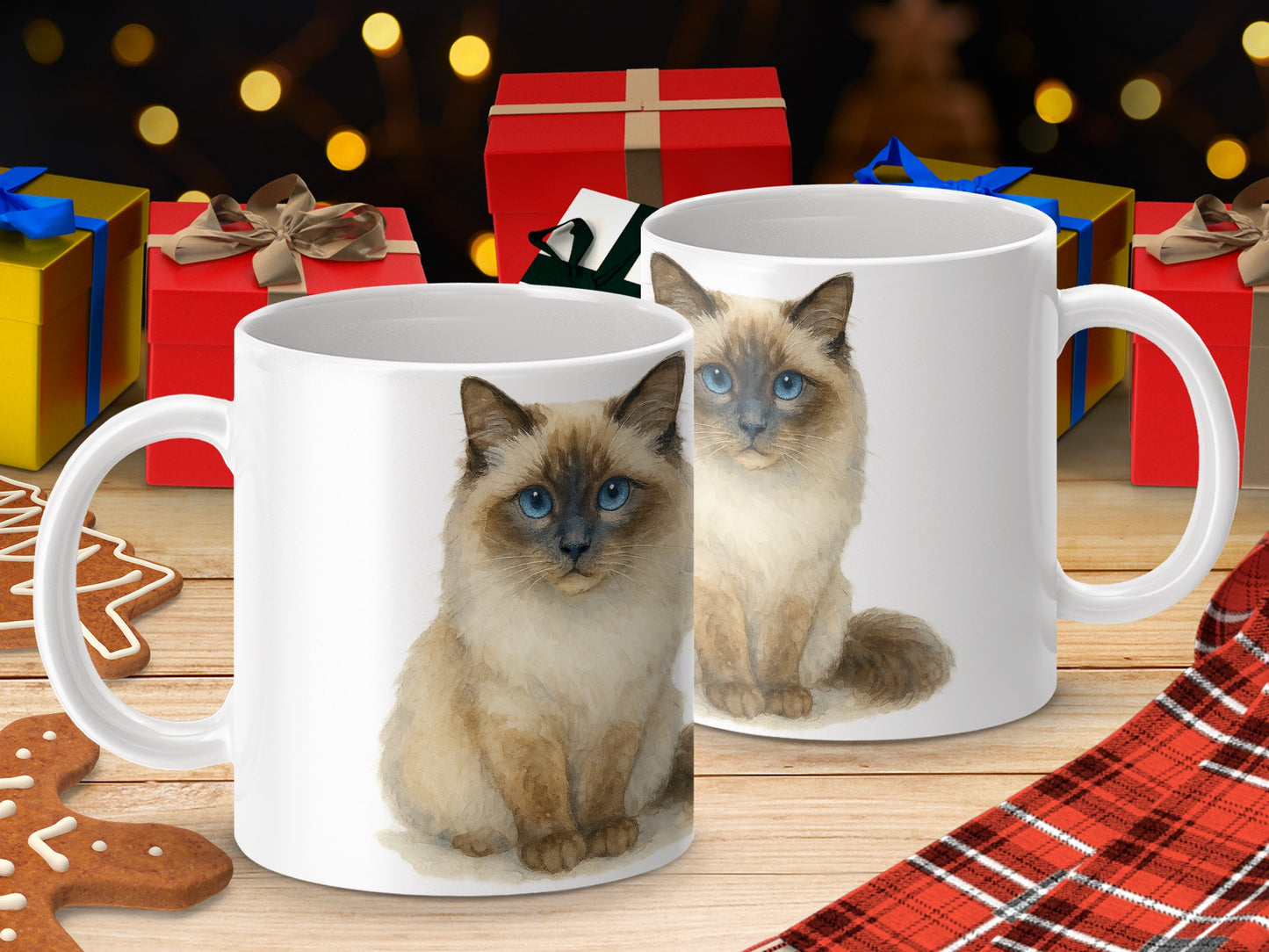 Adorable Blue-Eyed Cat Print Mug Holiday Gift product type