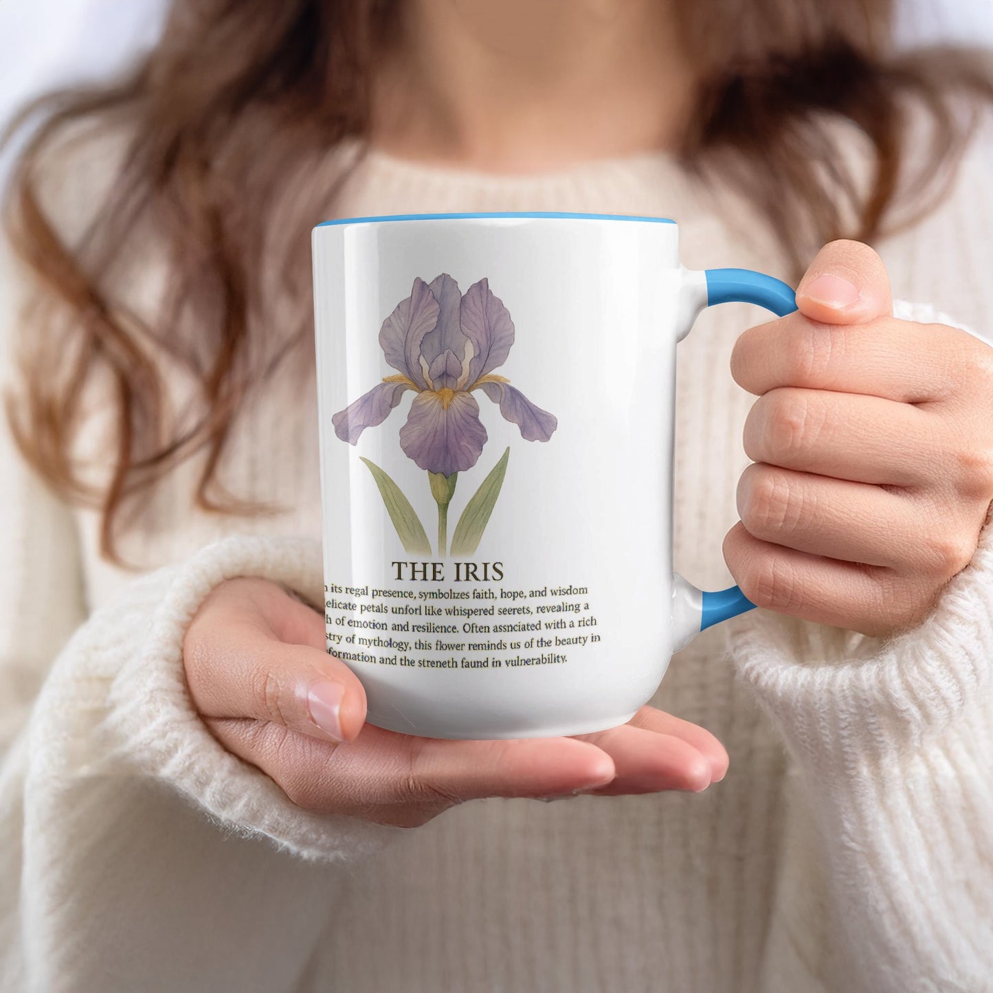 Beautiful White Mug with Elegant Iris Design Mug product