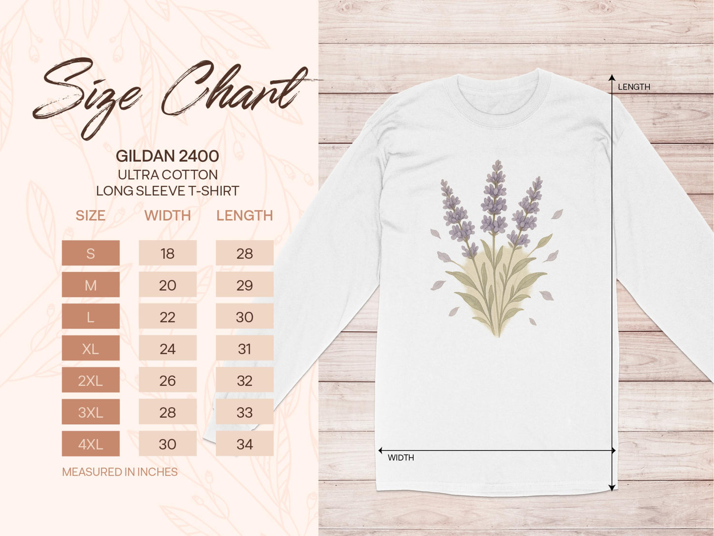 Lavender Flower Print Long Sleeve T-Shirt product type