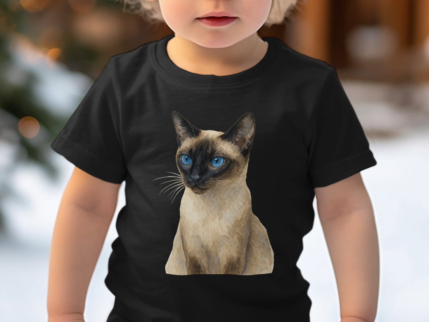 Adorable Siamese Cat Portrait on Kids Tee product type