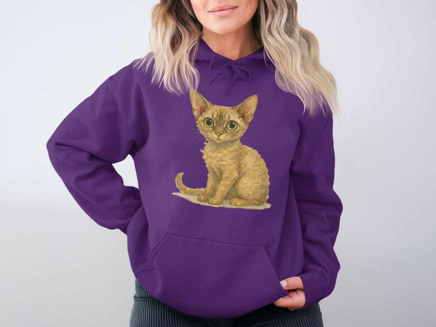 Cute Cat Illustration Purple Hoodie product type