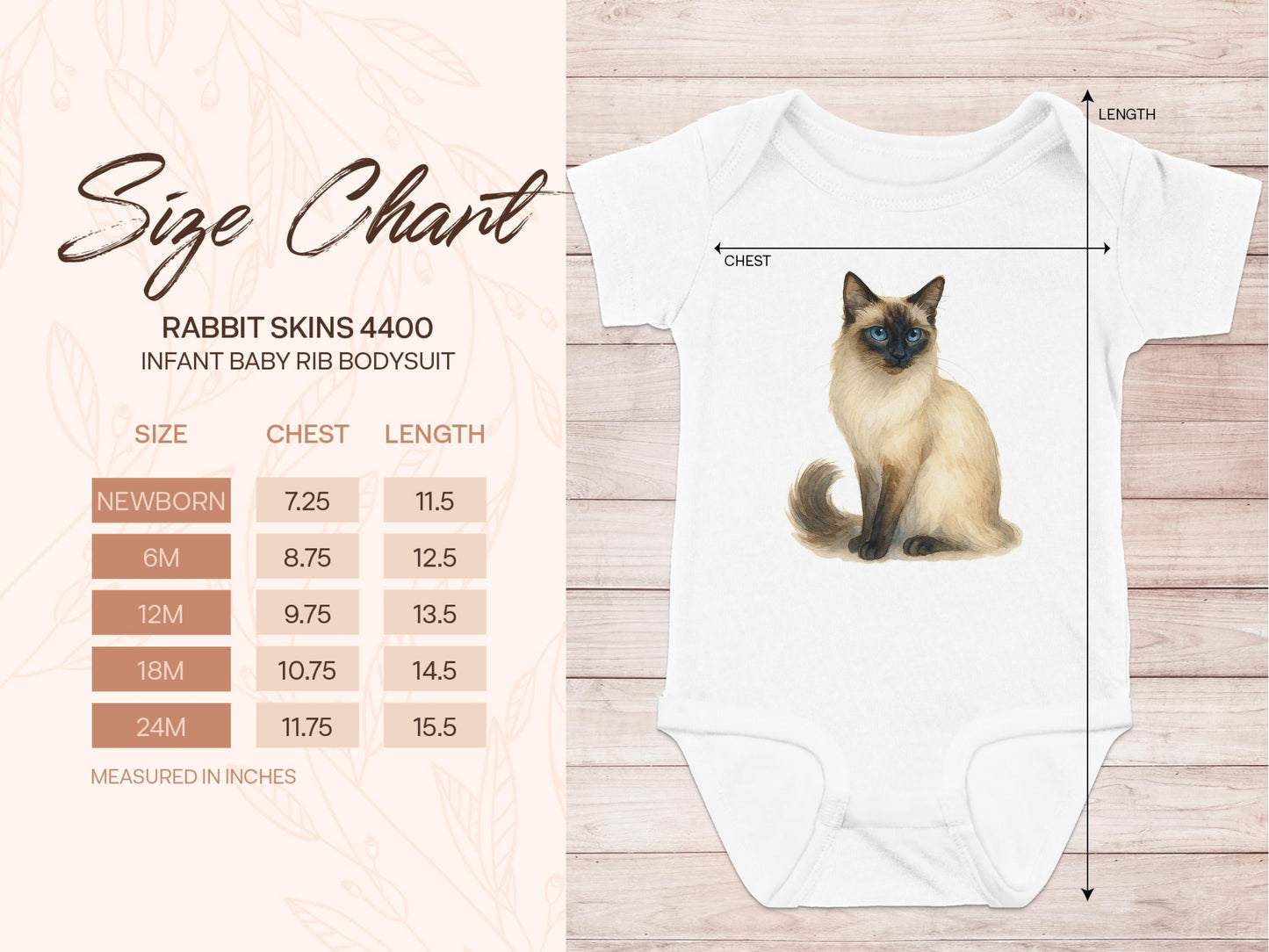 Adorable Baby Bodysuit with Siamese Cat Design product type