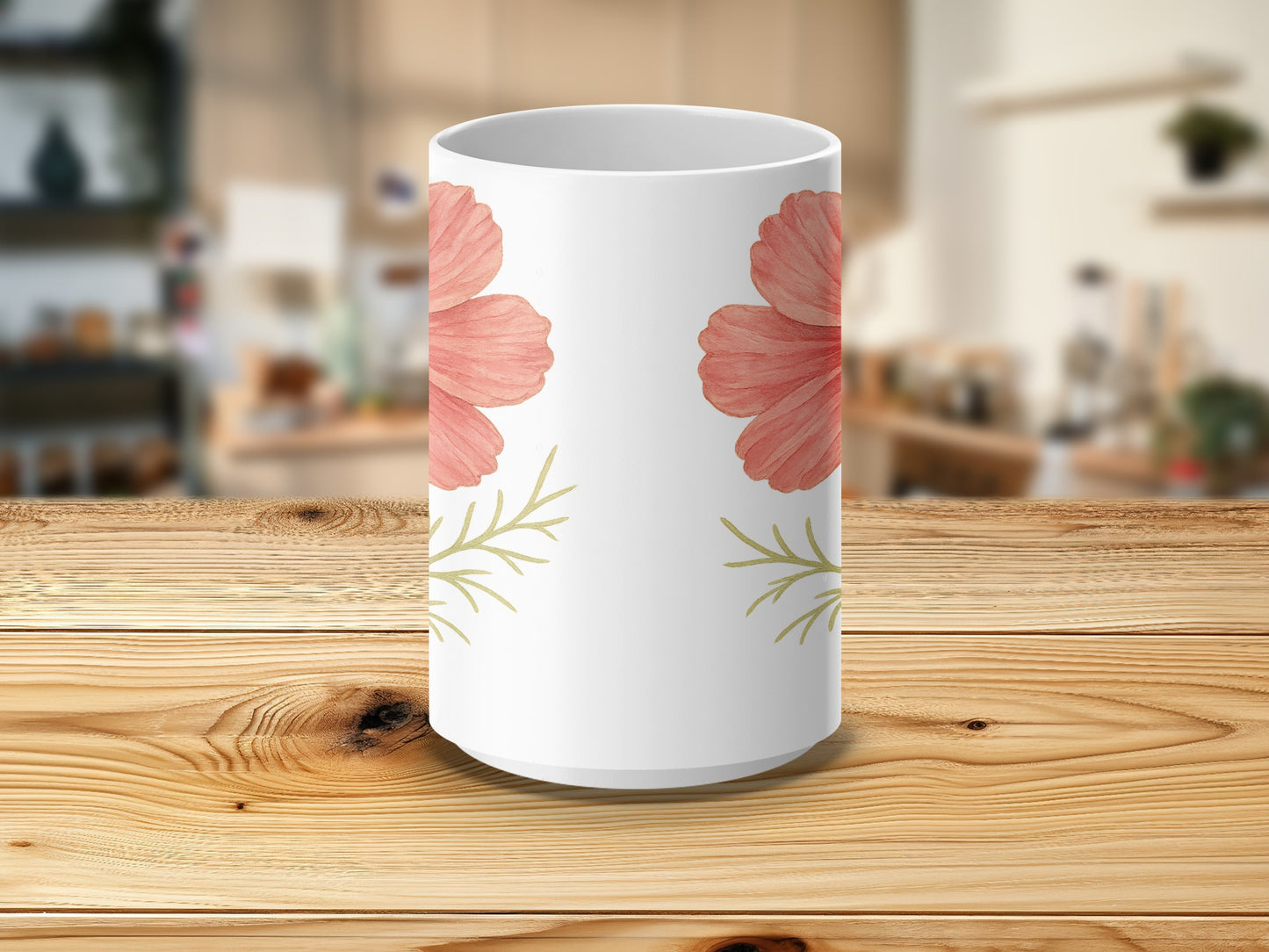 Floral Design Red Petals and Green Leaves Mug product