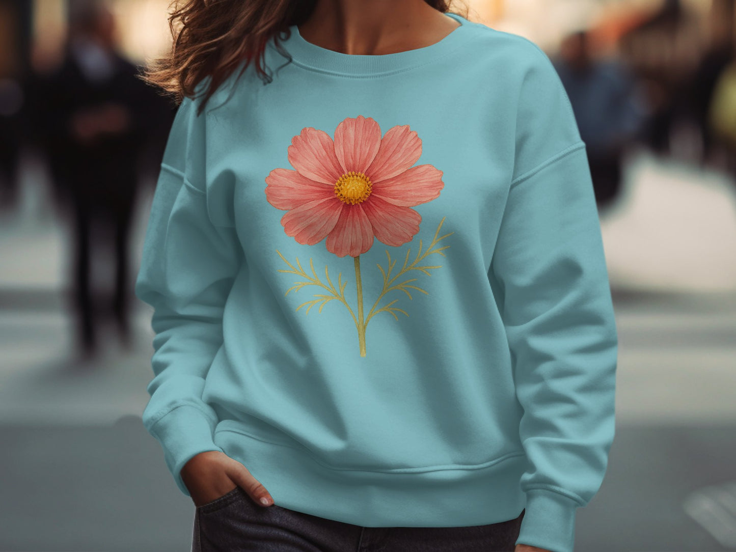 Elegant Sweatshirt with Large Floral Design product type