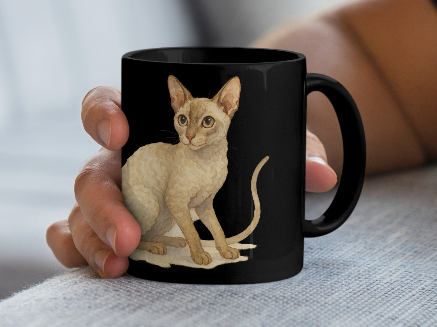 Adorable Cat Art Design Black Handle Mug product