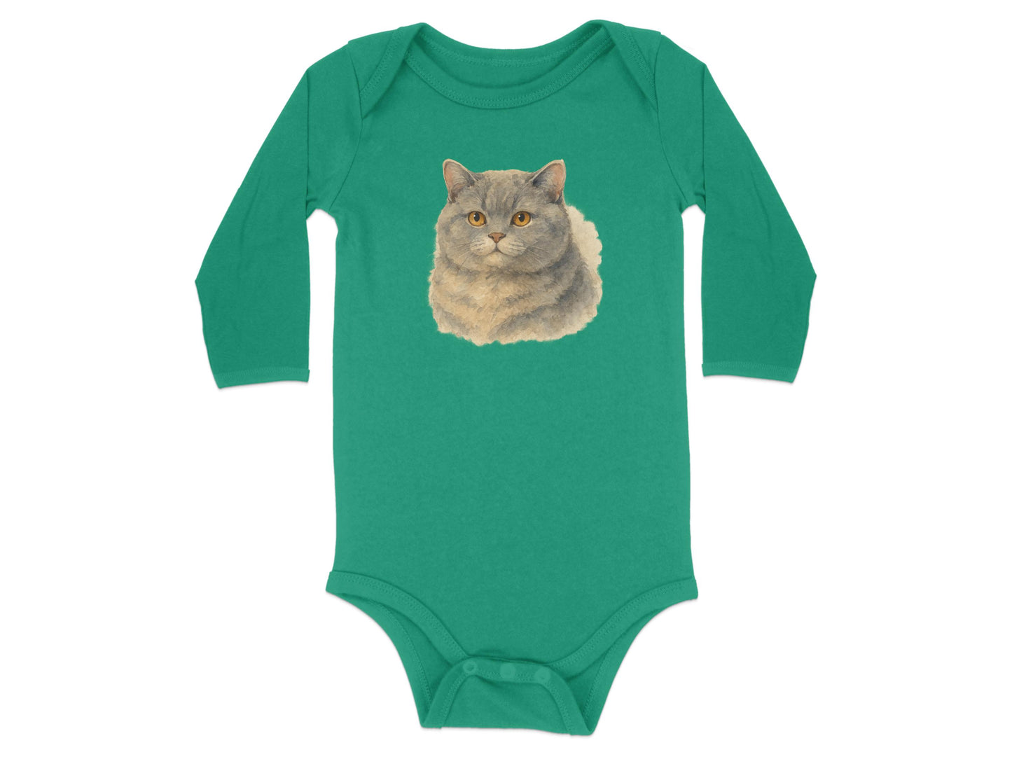 Adorable Cat Graphic Long Sleeve Baby Onesie product