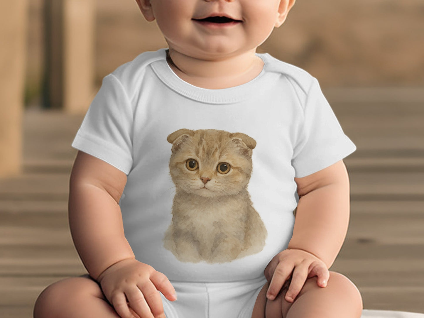 Adorable Scottish Fold Kitten Baby Bodysuit product