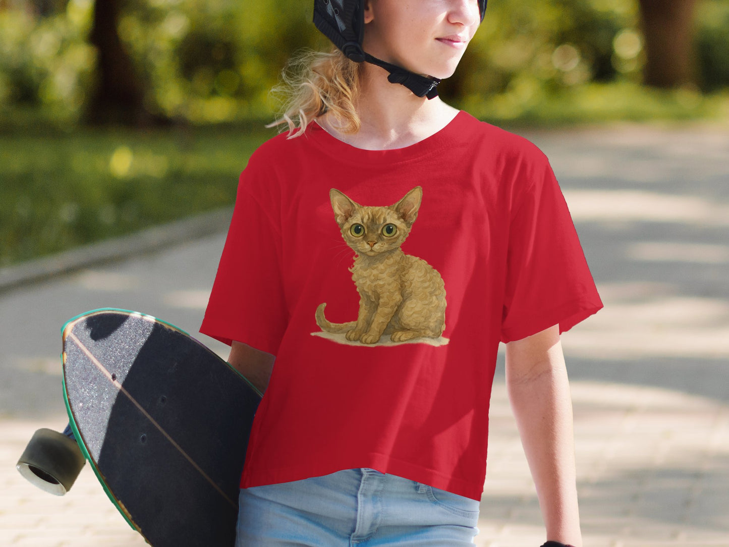 Cute Vintage Kitten Graphic Print Red T-shirt product type