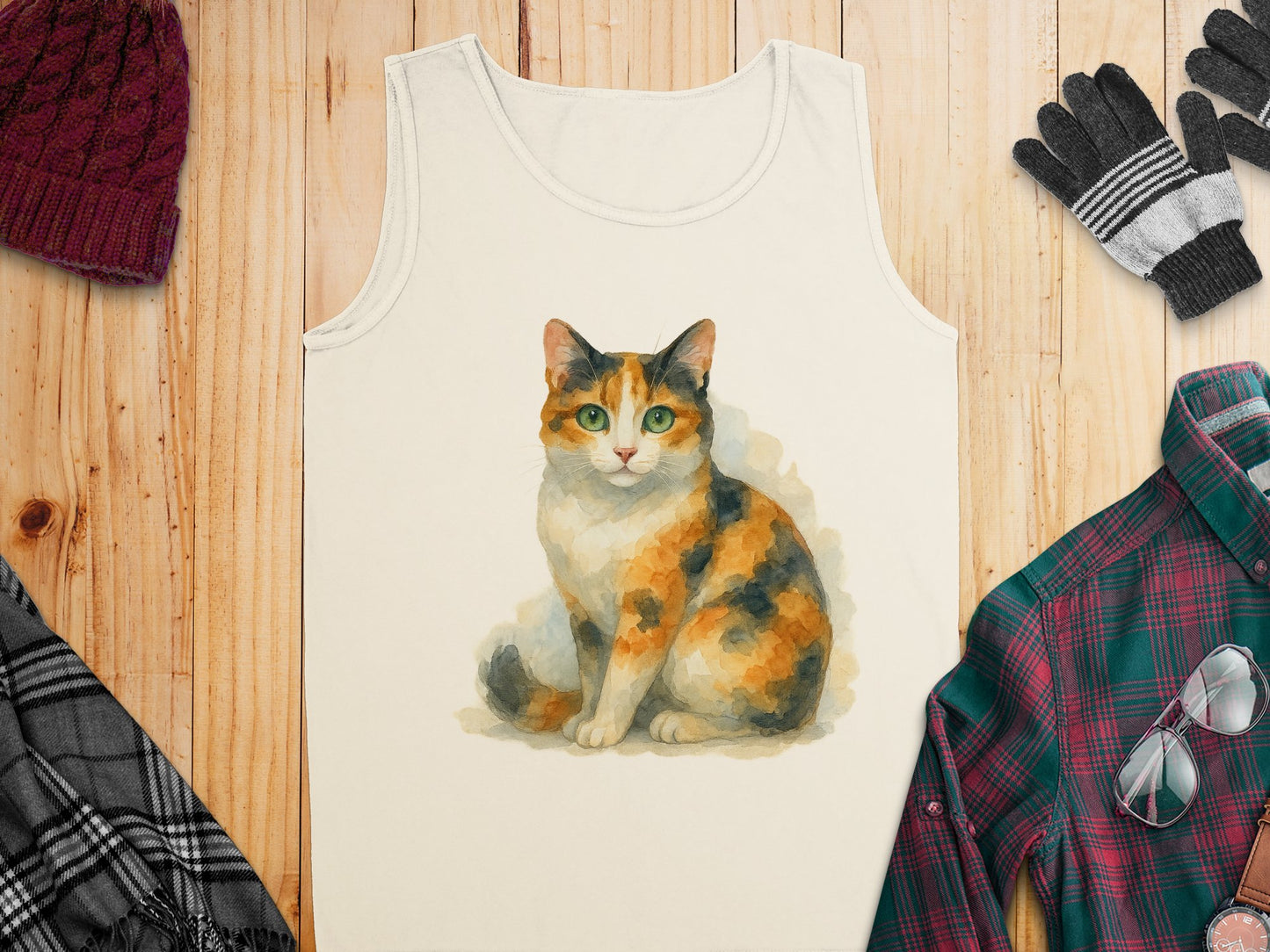 Calico Cat Print Tank Top Fashionable Everyday Wear product type
