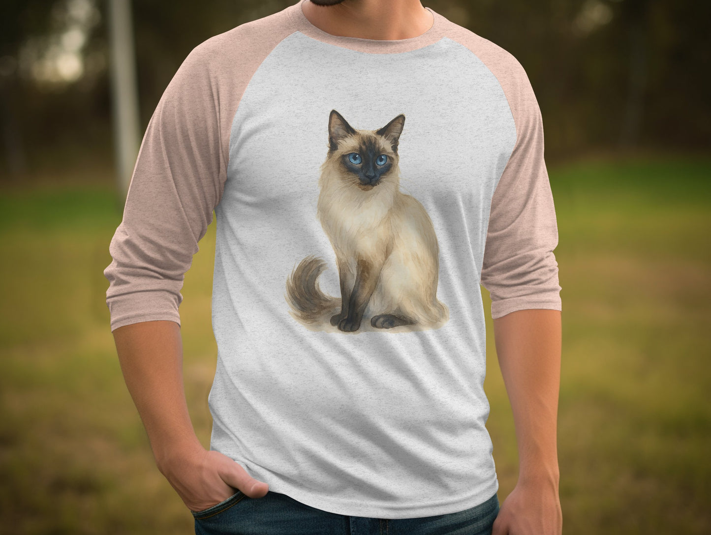 Stylish Three-Quarter Sleeve Cat Design Shirt product type