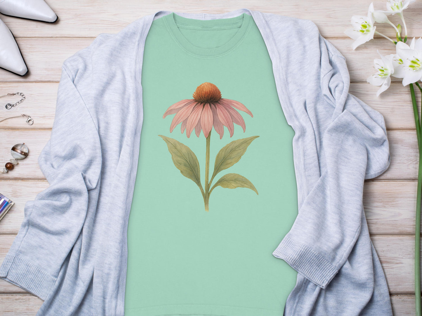 Watercolor Pink Flower Art Graphic Shirt Product