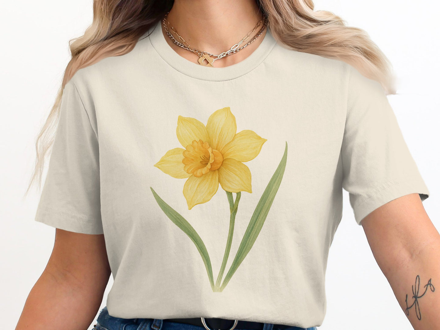 Yellow Daffodil Graphic Tee Casual Spring Shirt product type