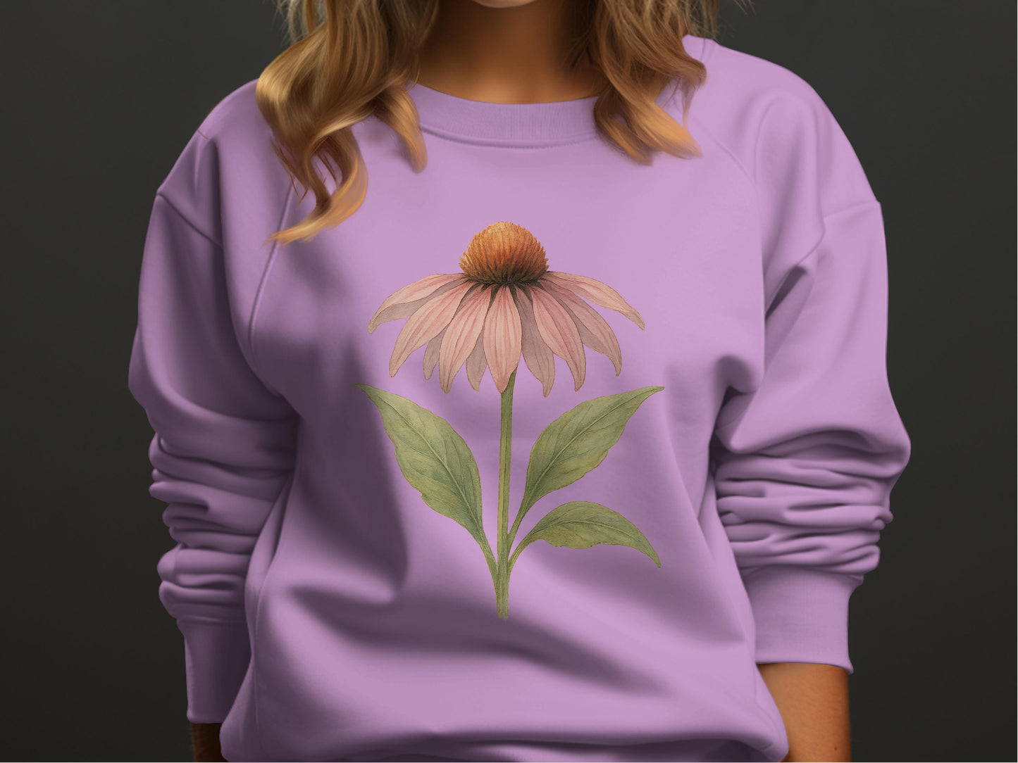Purple Sweatshirt Featuring Floral Design product type