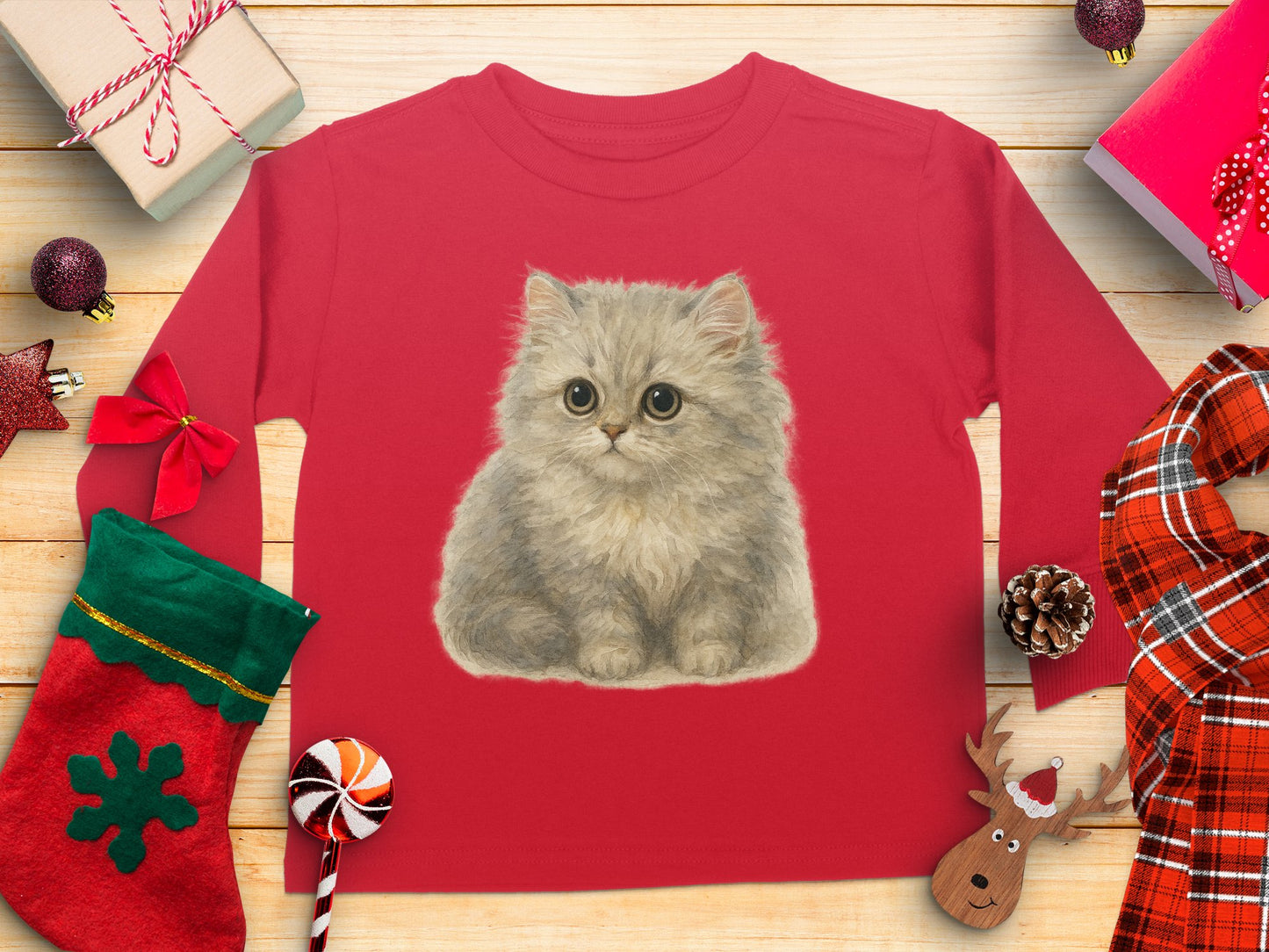 Cute Kitten Red Holiday Shirt Festive Gift product type