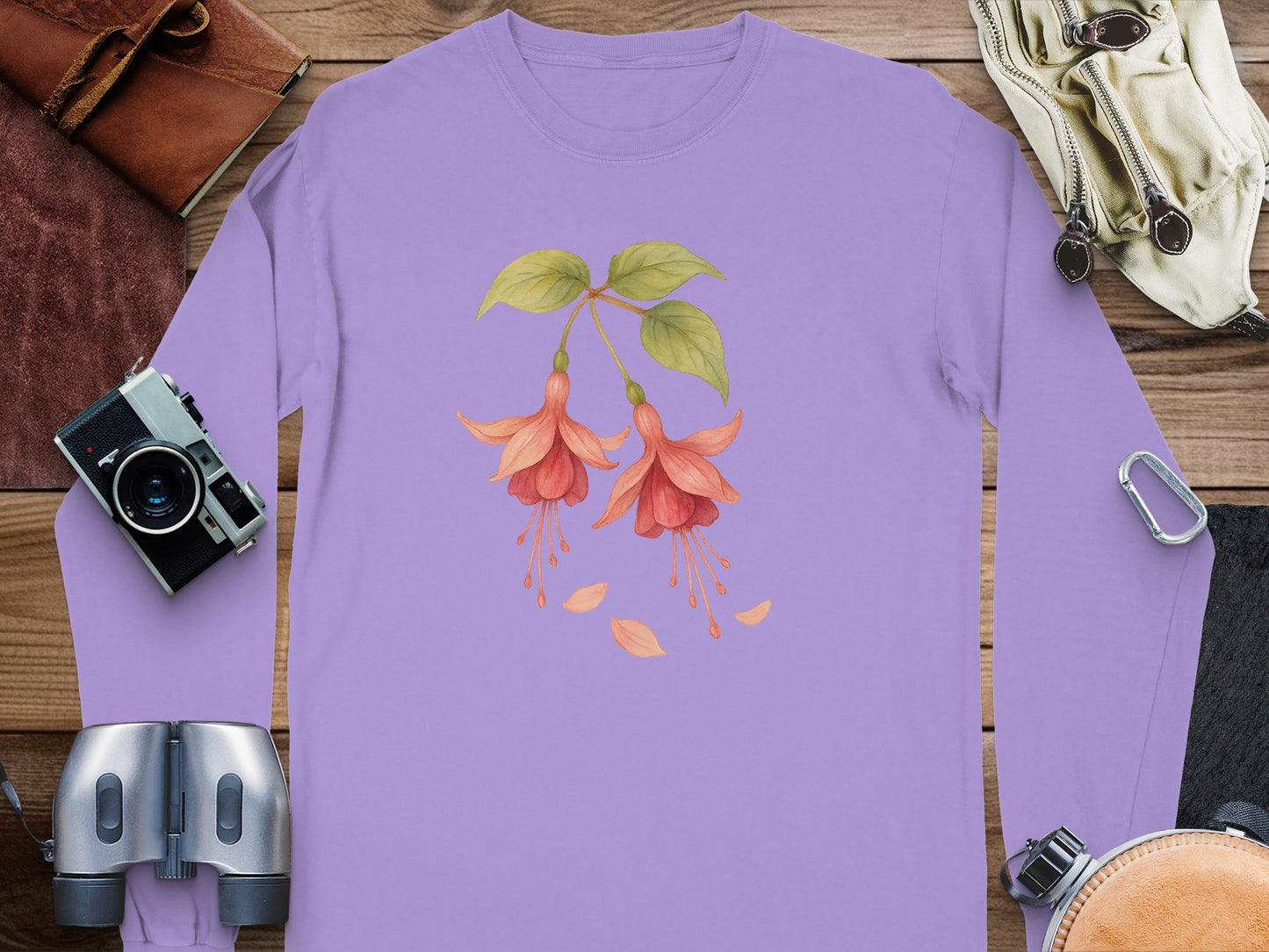 Fuchsia Flower Graphic Print Long Sleeve Shirt product