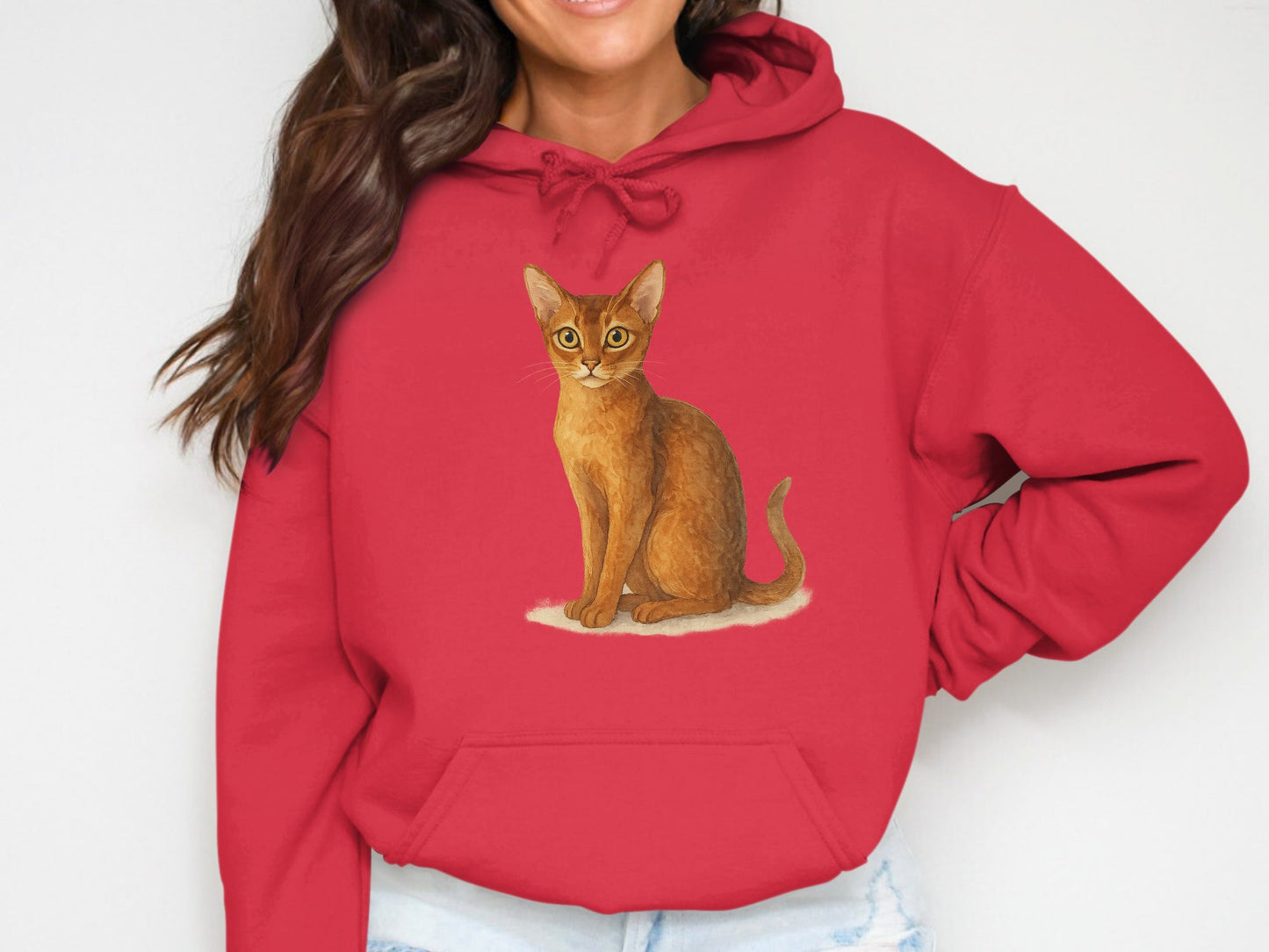 Cozy Red Hoodie Featuring Cute Cat Print product