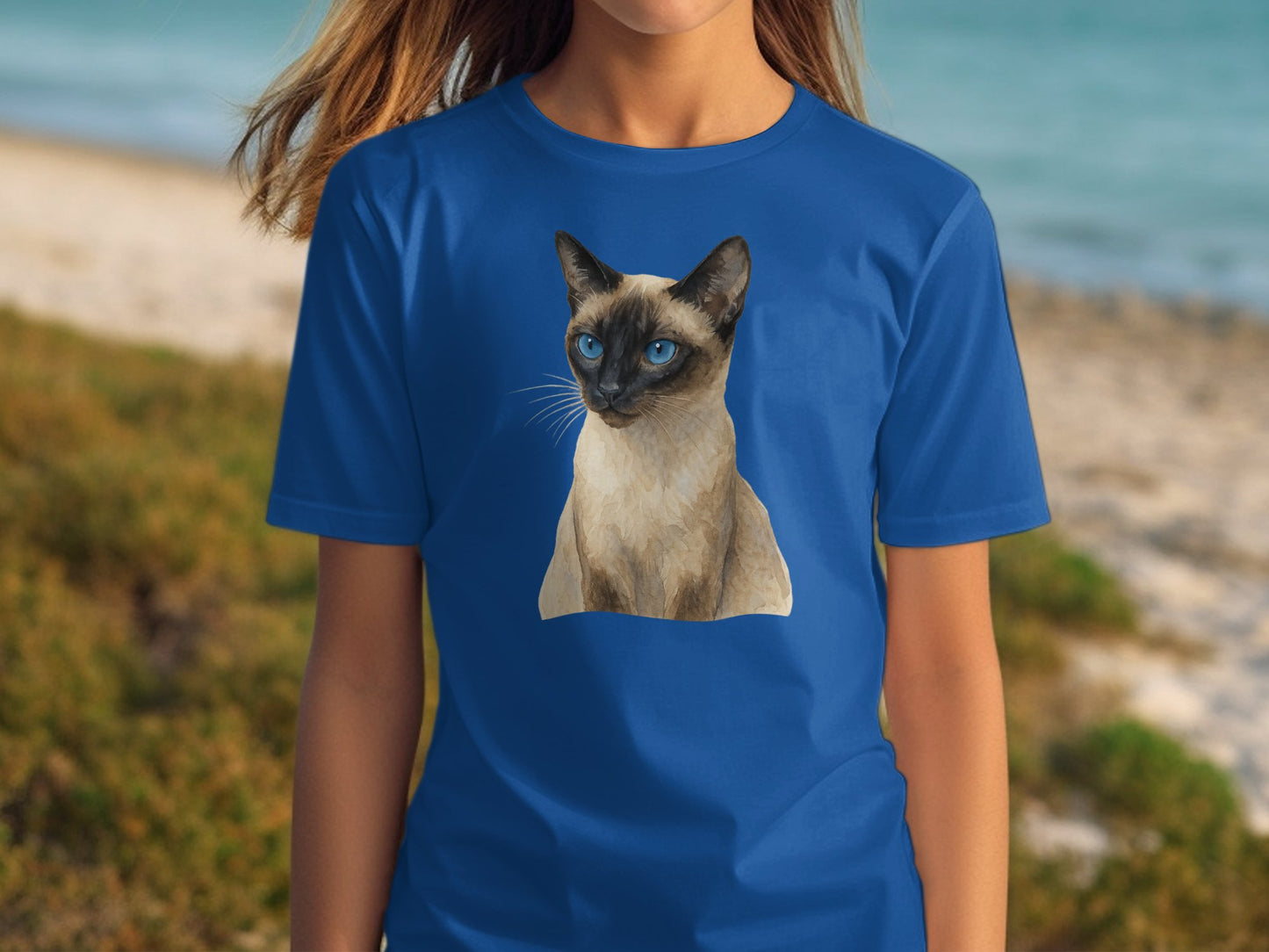 Siamese Cat Graphic Printed Blue T-Shirt product