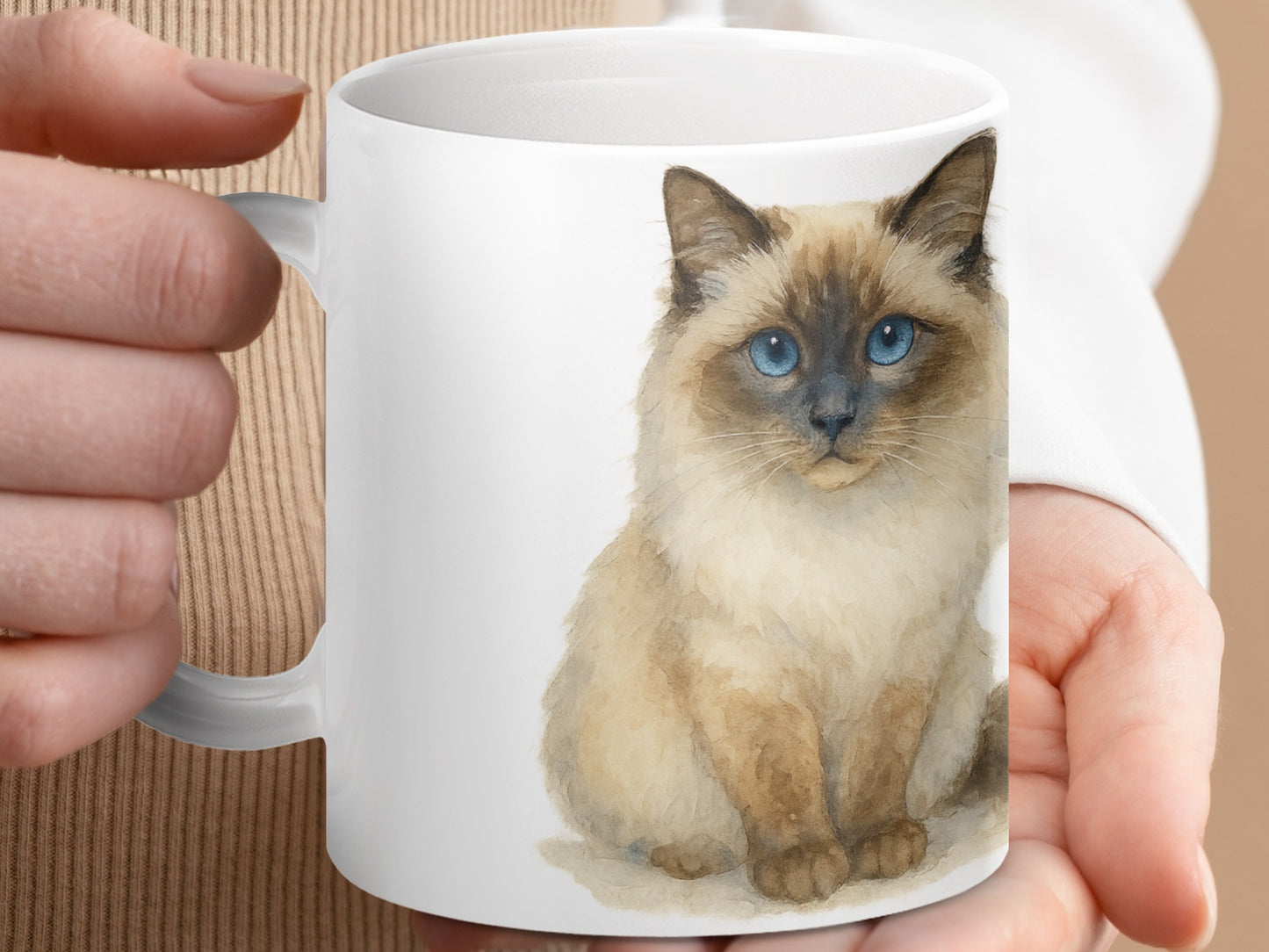 Adorable Blue-Eyed Cat Print on Coffee Mug product