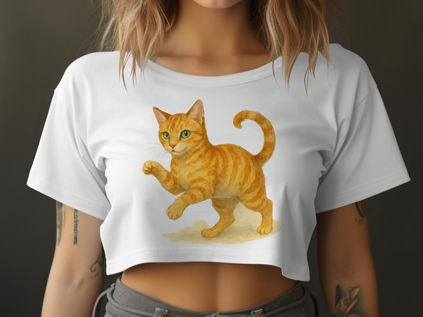 Cute Orange Tabby Cat Design on Cropped T-Shirt product type