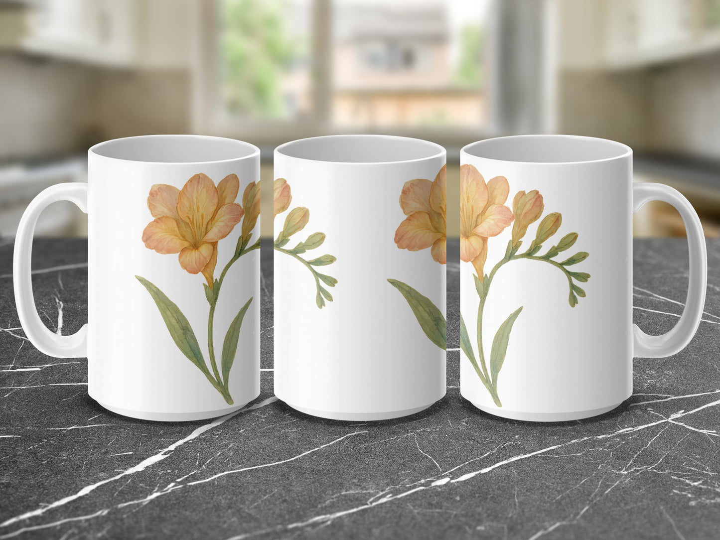 Lovely Floral Design White Ceramic Mug Product Type