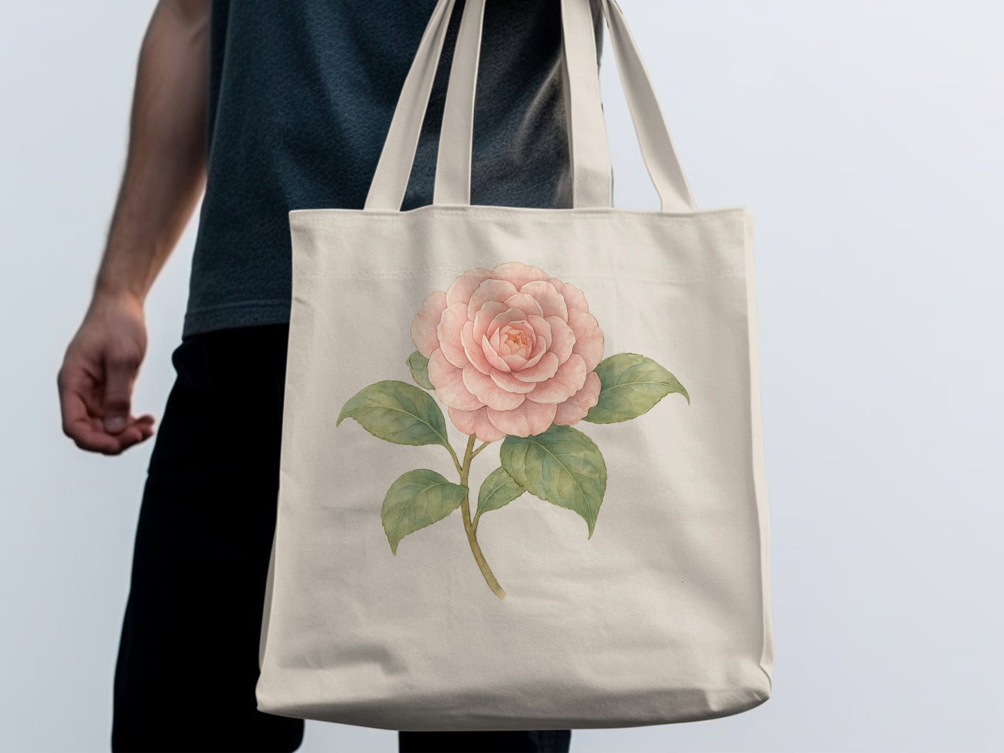 Elegant Tote with Pink Floral Design Tote Bag product type