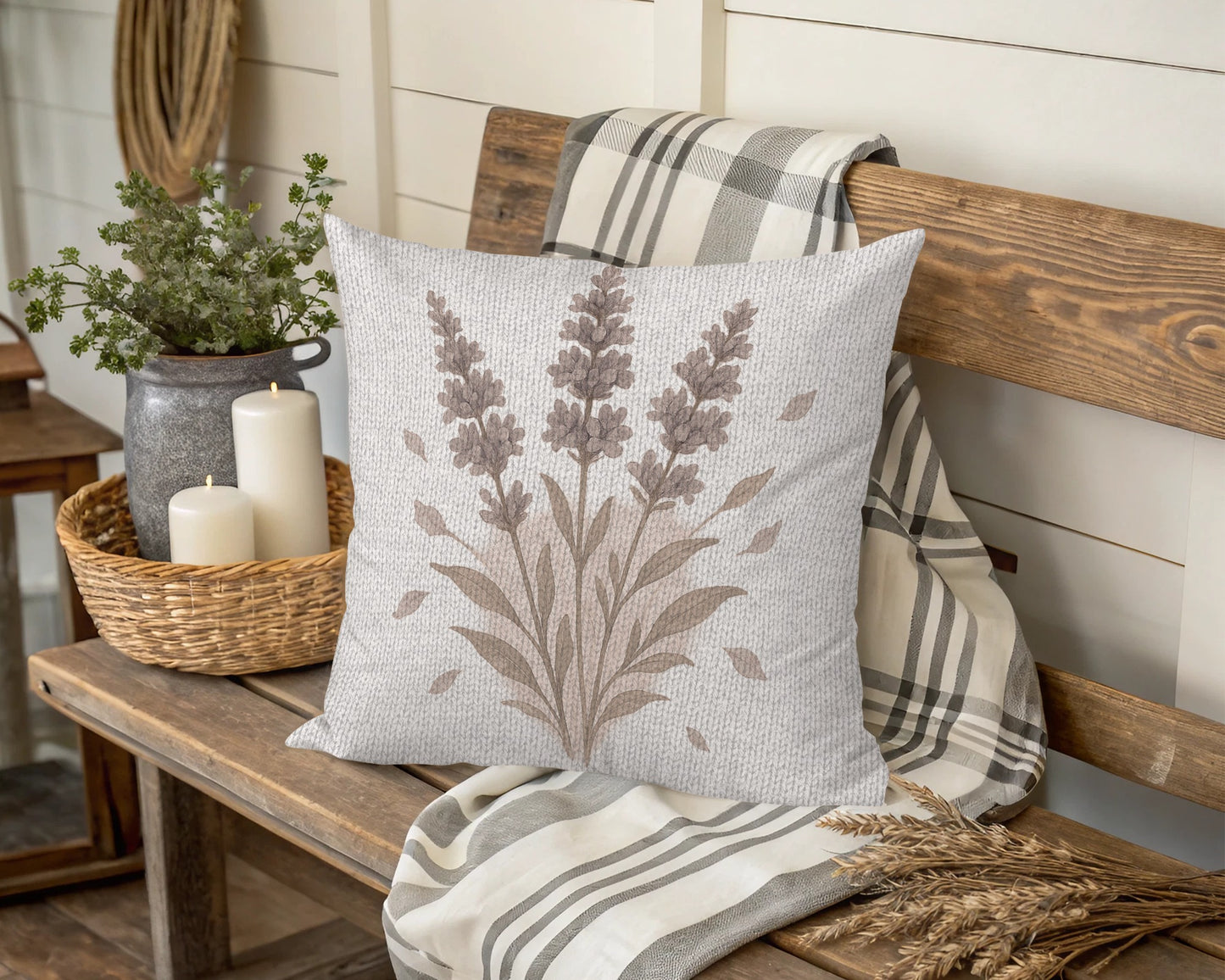 Neutral Botanical Throw Pillow for Cozy Home Decor product type