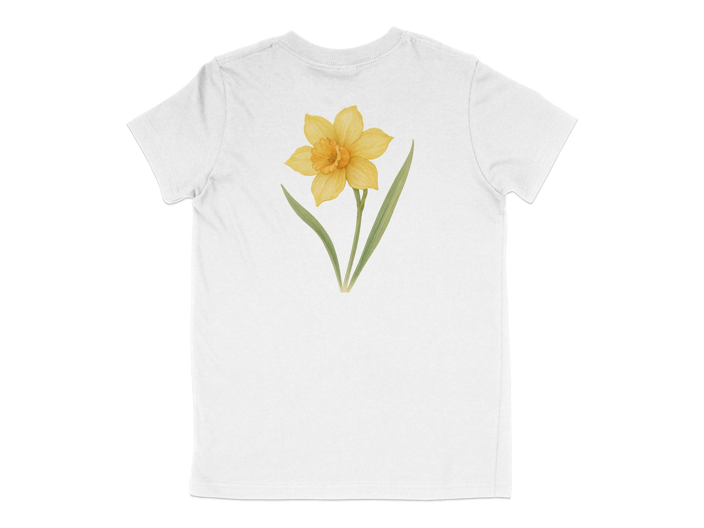 Yellow Daffodil Graphic on White Shirt Product