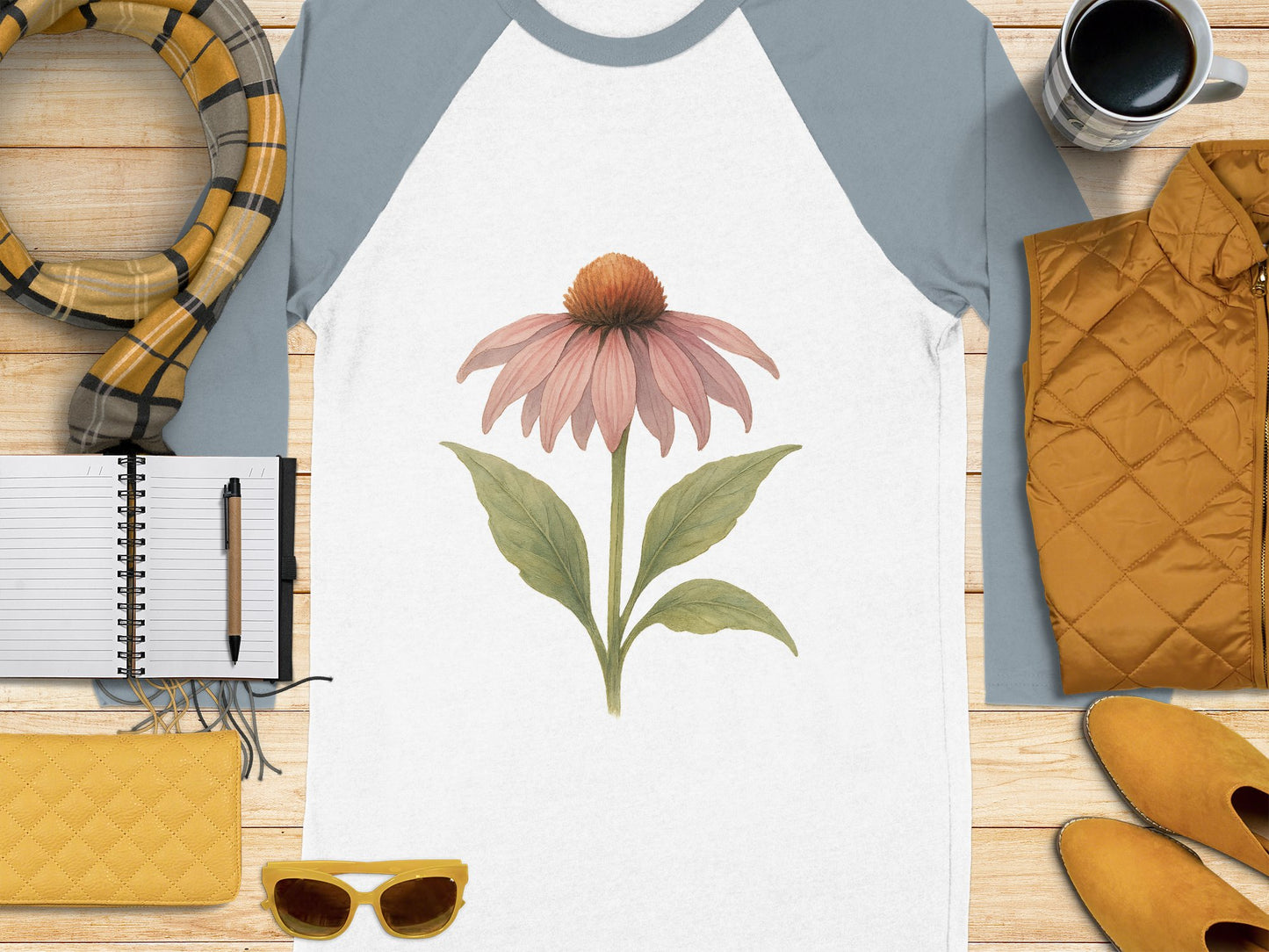 Floral Print T-Shirt With Raglan Sleeve Graphic product