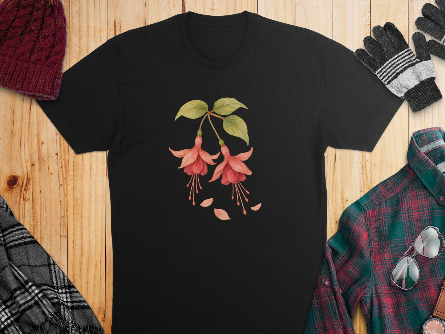 Elegant Fuchsia Flower Design T-Shirt product type