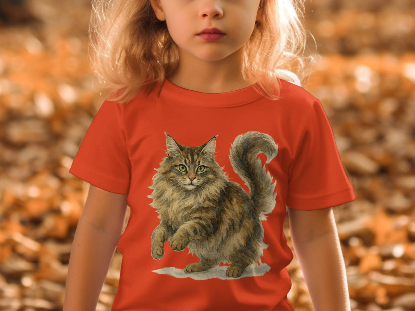 Girl Wearing T-Shirt With Cute Cat Graphic design product type