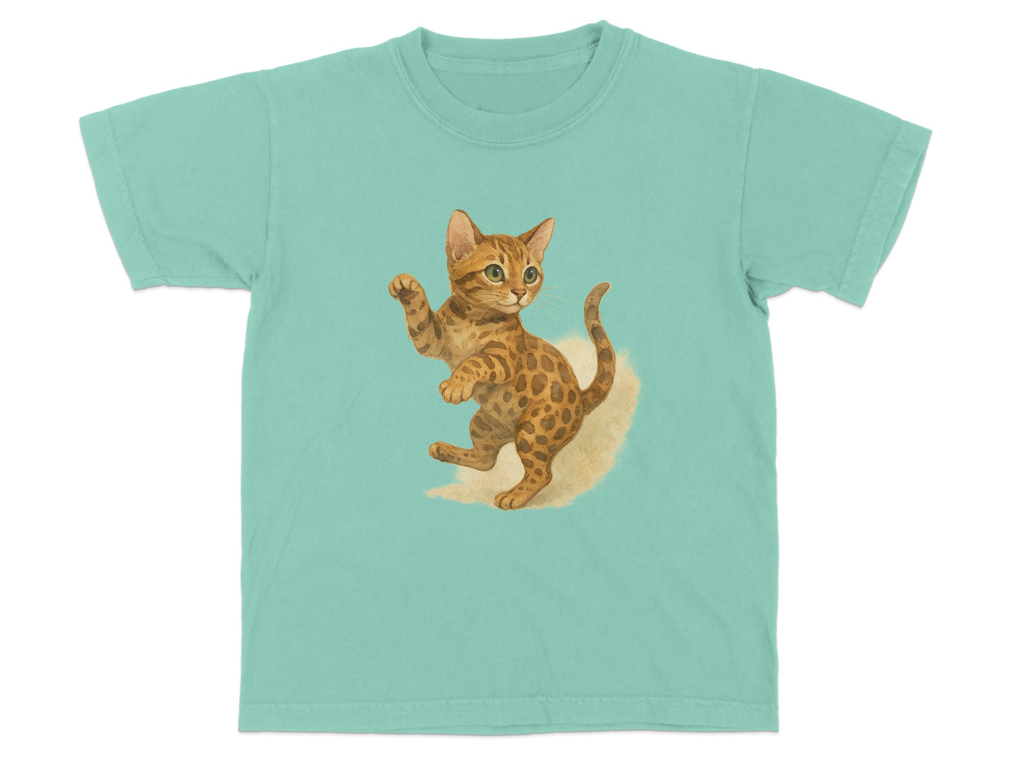 Adorable Kitten Design on Vibrant Aqua Colored T-shirt product type