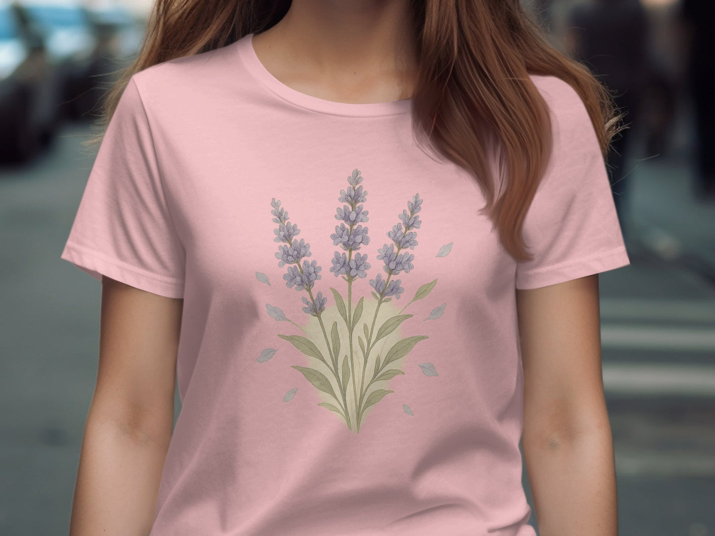 Lavender Floral Graphic Pink T-Shirt product type