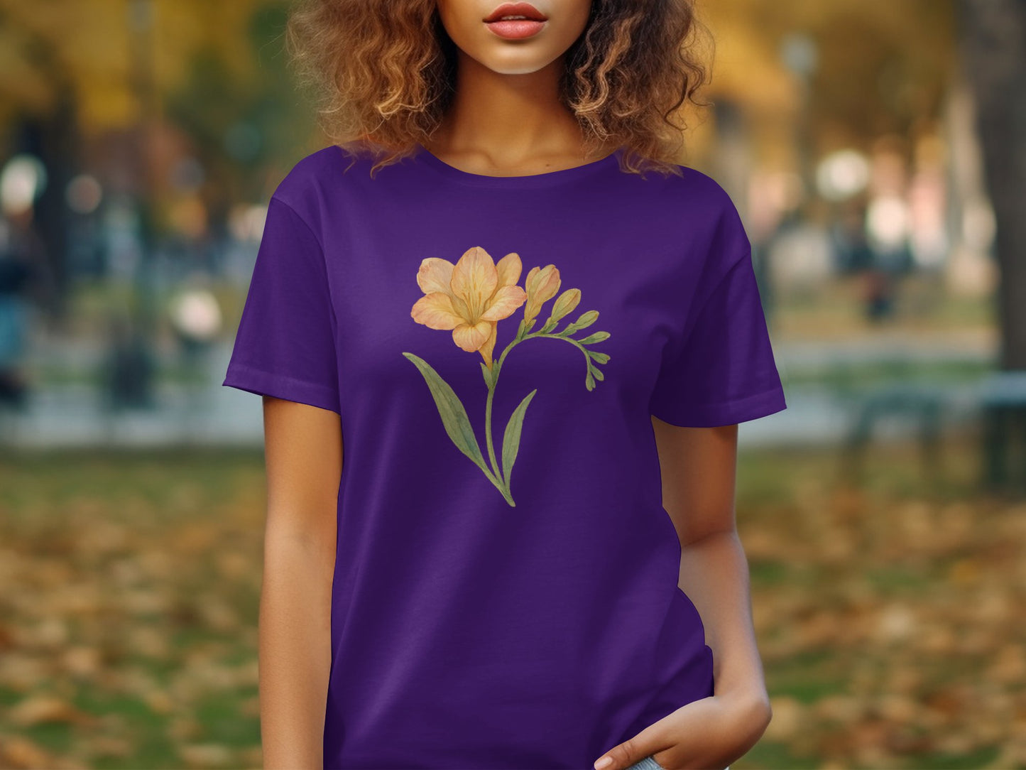 Purple T-Shirt with Yellow Flower Design product type